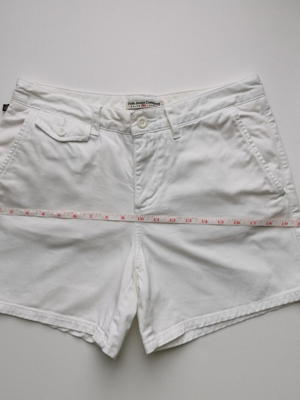 Vintage Polo Jeans Ralph Lauren White Cotton Twill Shorts Size 6 Y2K - Picture 8 of 9